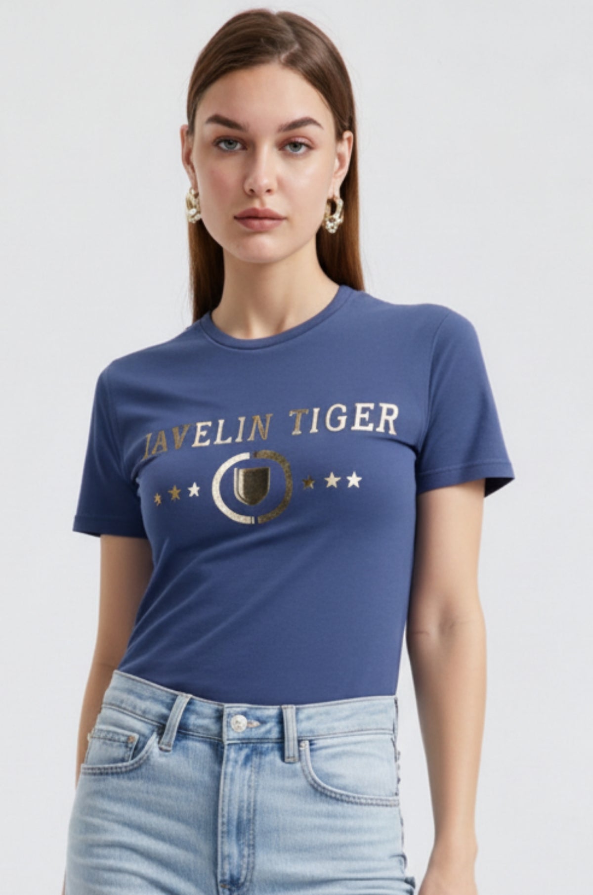 Indigo Printed Cotton T-Shirt