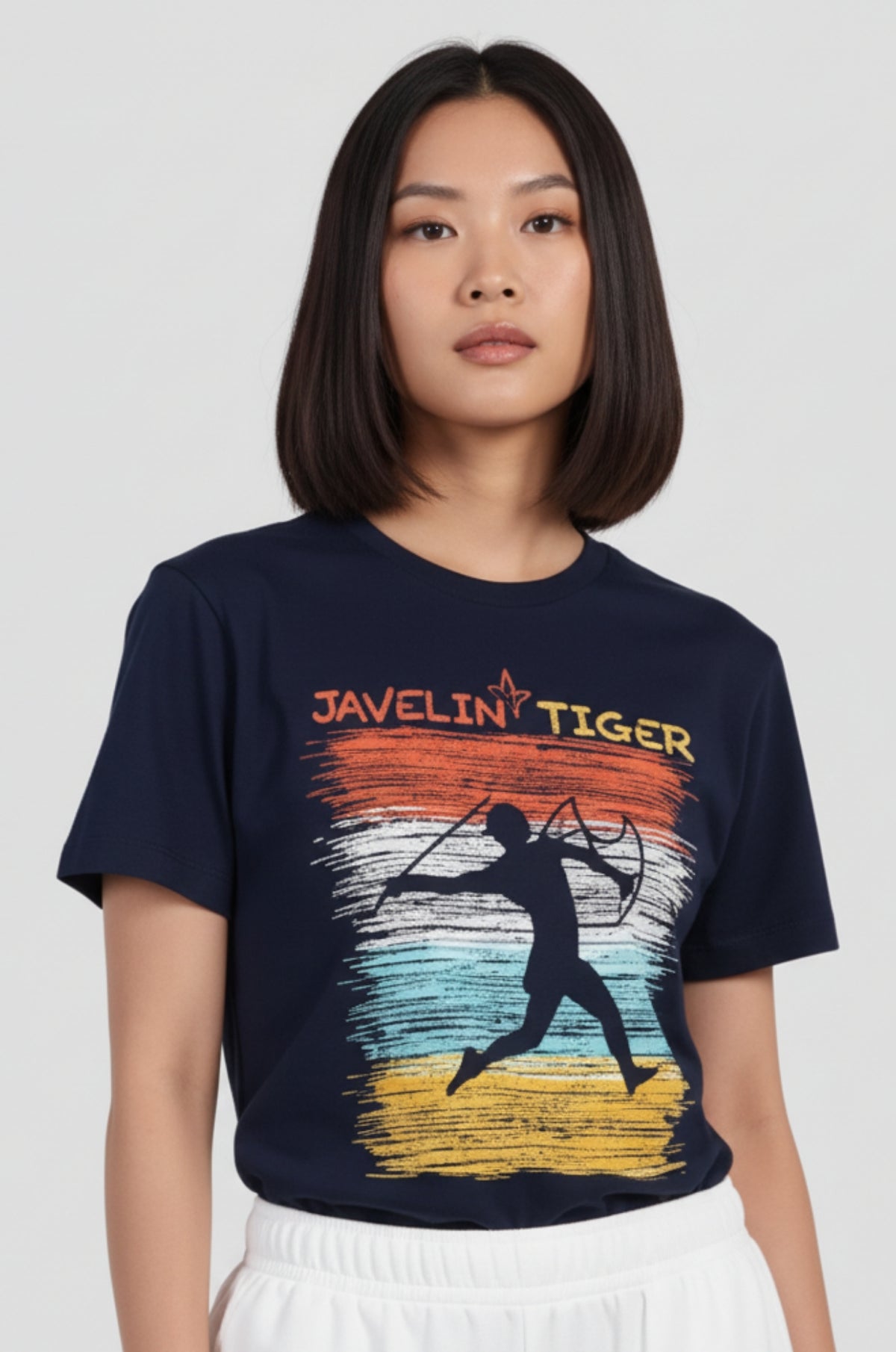 Navy Printed Cotton T-Shirt