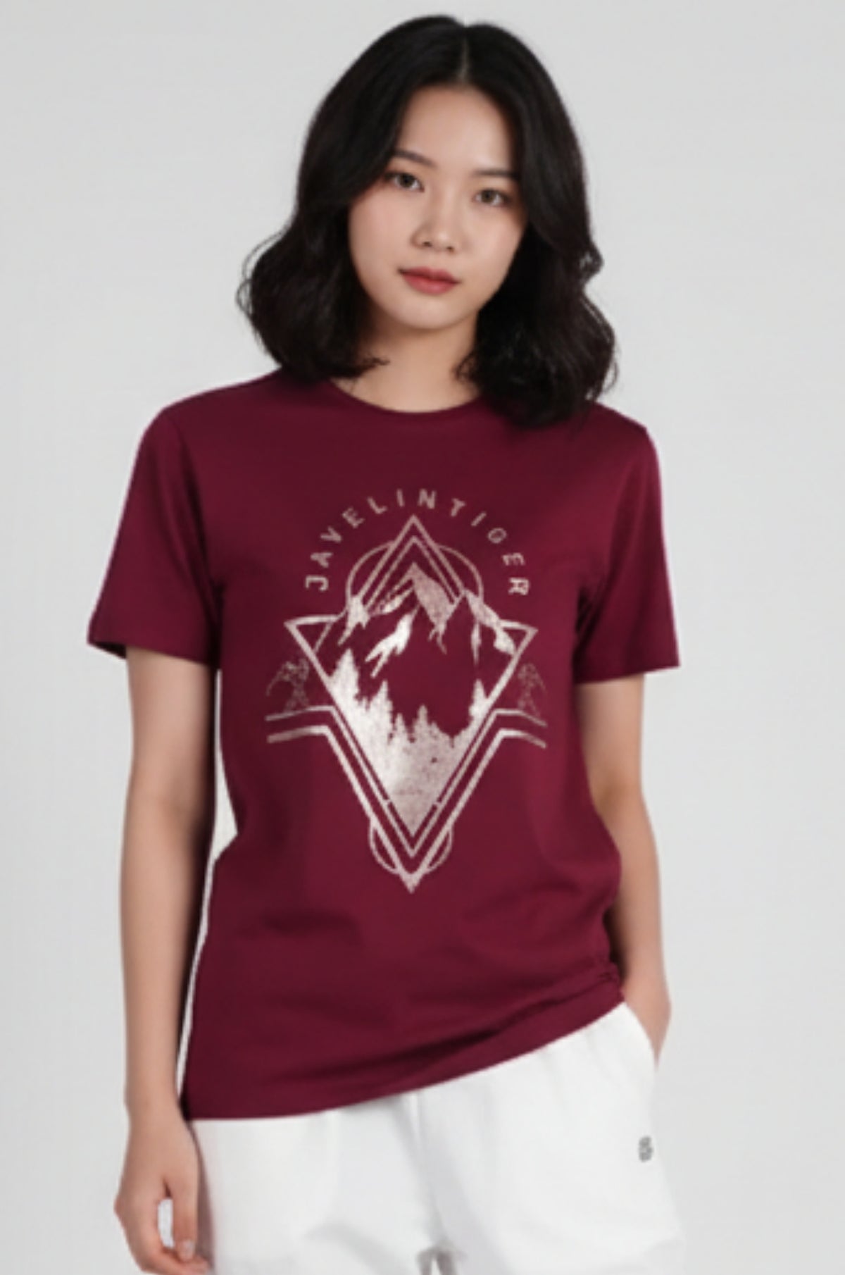 Wine Printed Cotton T-Shirt