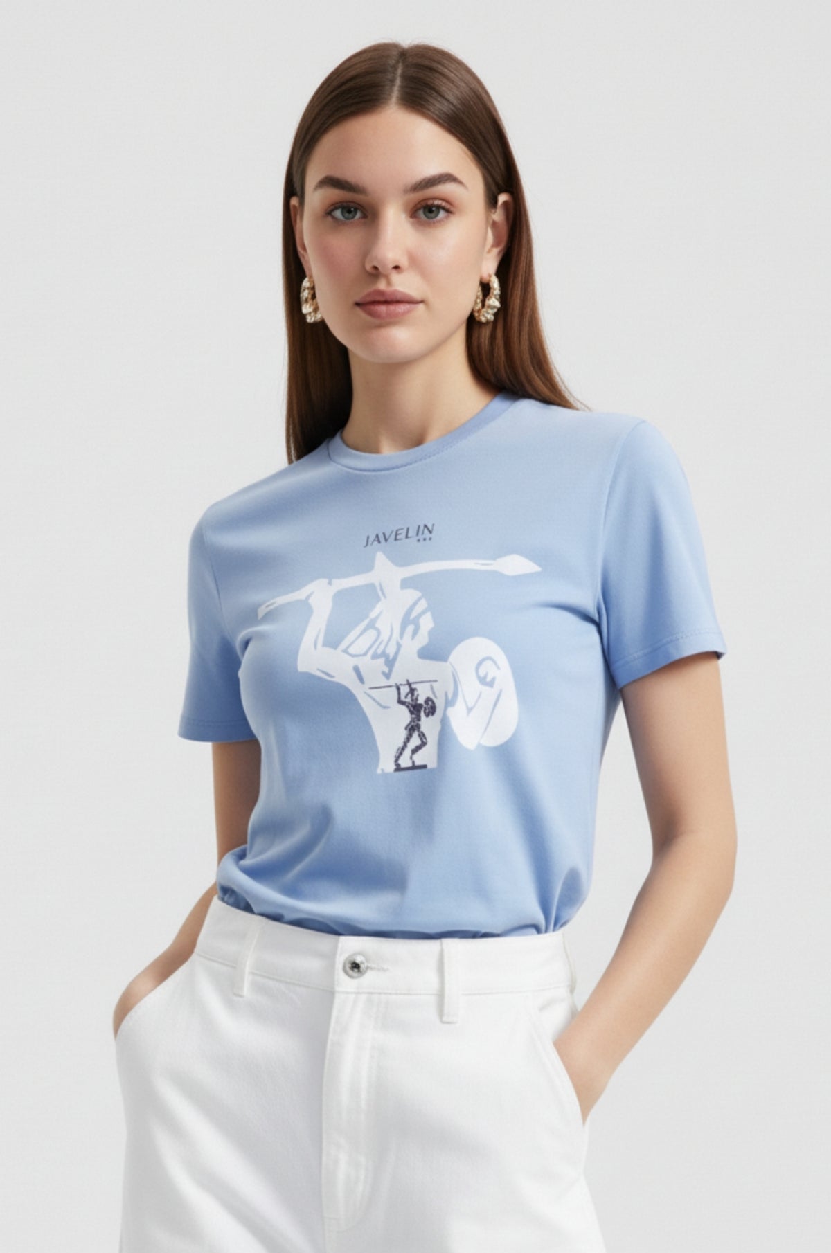 Blue Fog Printed Cotton T-Shirt