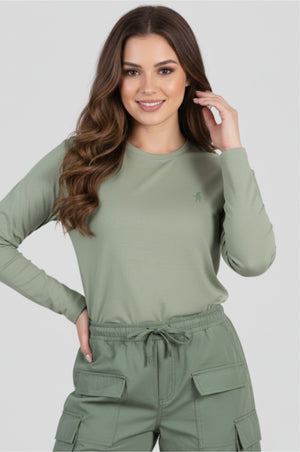 Olive Green Full Sleeve Organic Logo T-Shirt