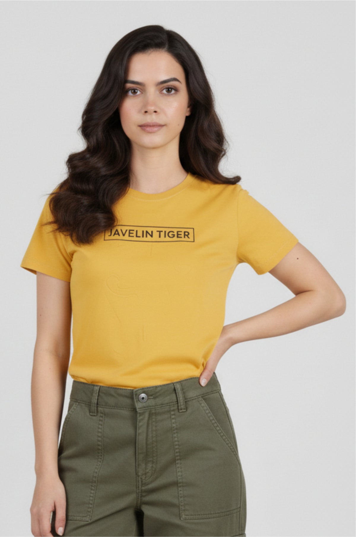 Spicy Mustard Printed Cotton T-Shirt
