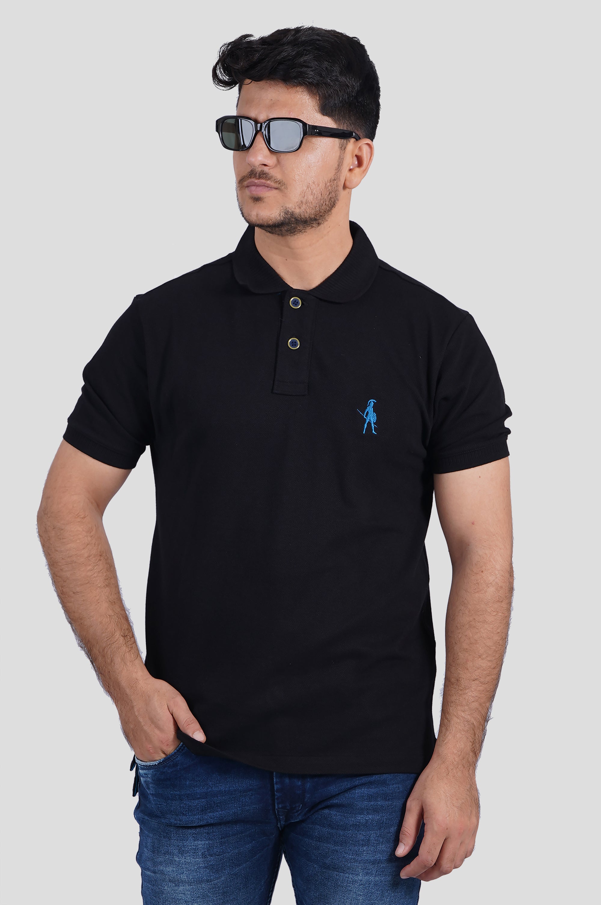 Black Double Pique Polo Shirt – JavelinTiger