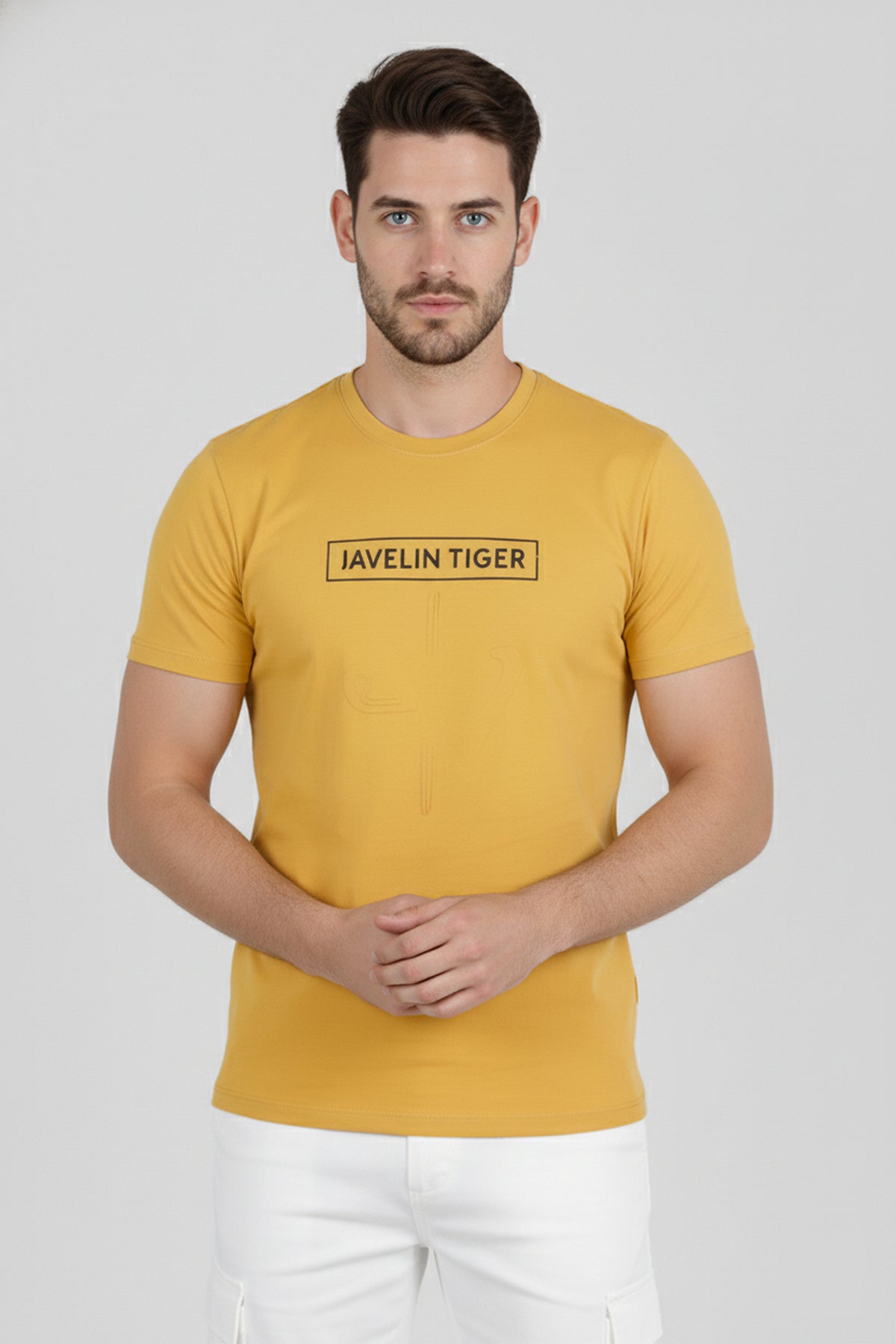 Spicy Mustard Printed Cotton T-Shirt