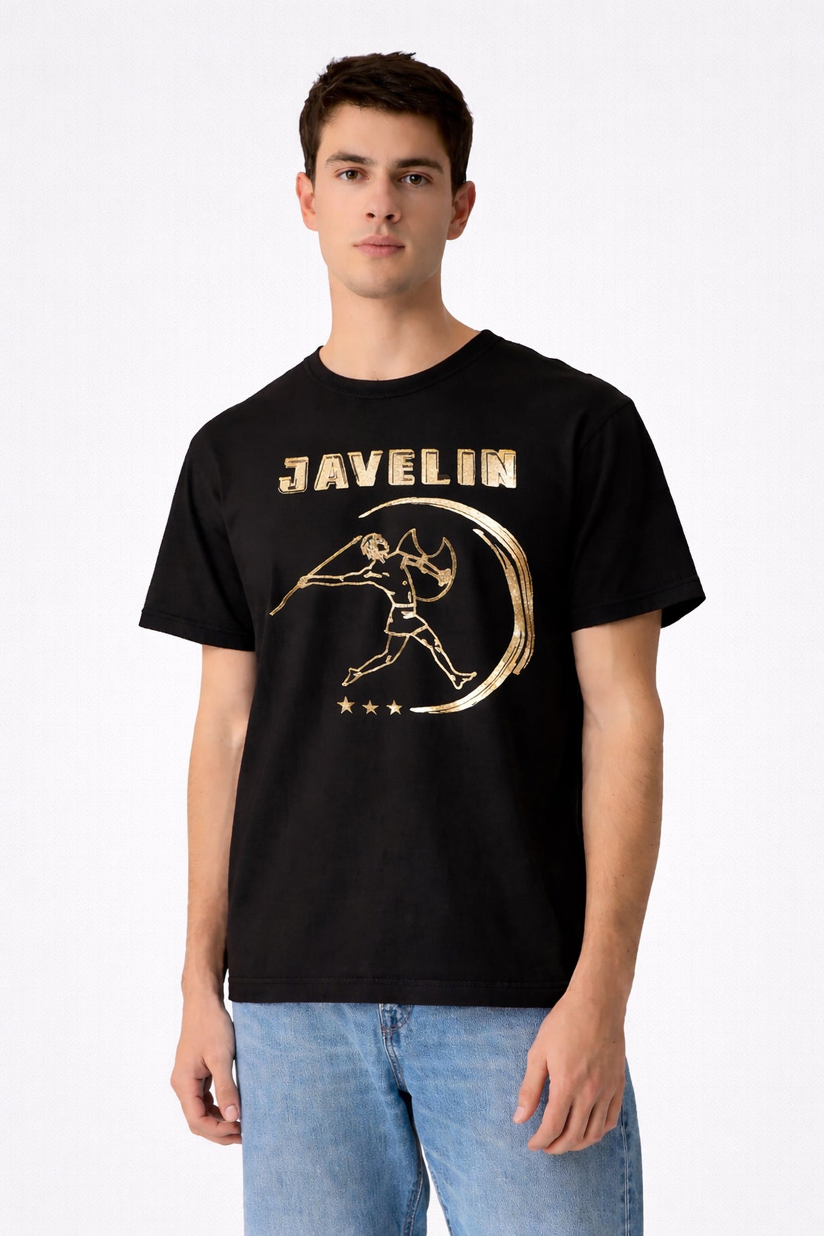 Black Printed Cotton T-Shirt